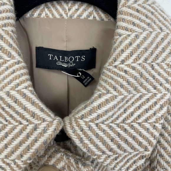 Talbots Button Front Wool Blend Short Coat Beige Gray Women's 12 - Picture 5 of 7